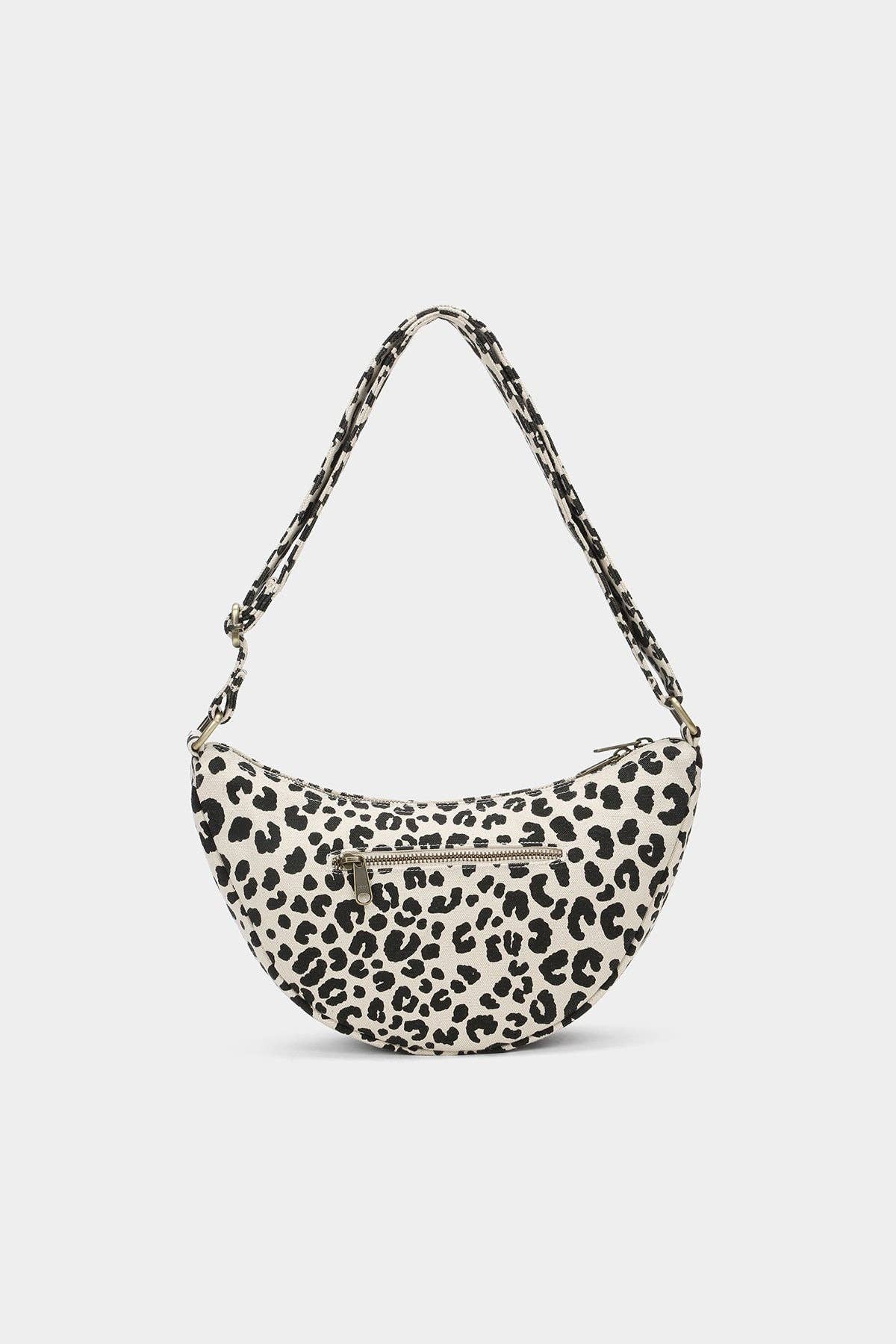 Sac demi-lune Andrea Léopard écru