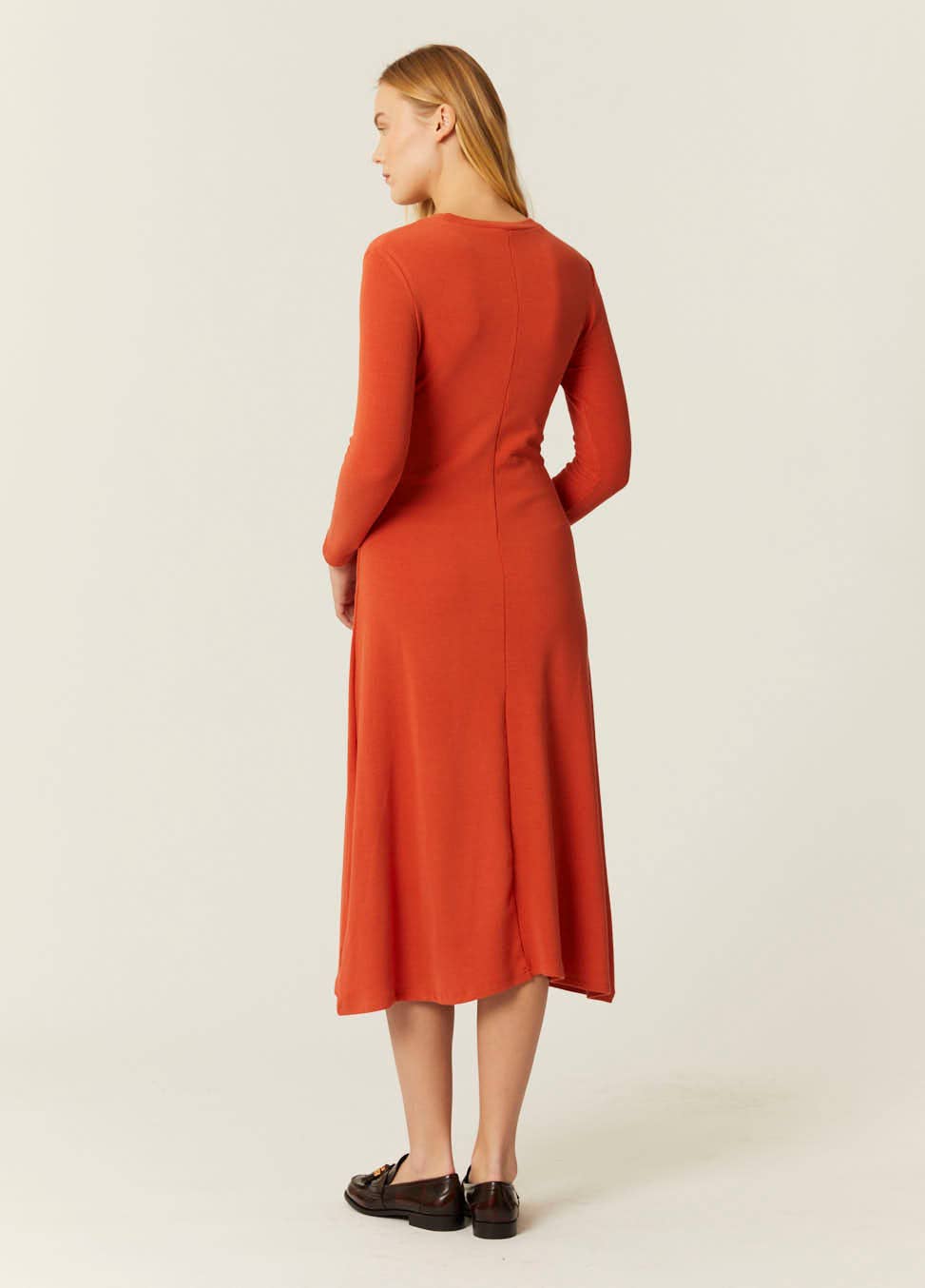 Robe côtelée orange