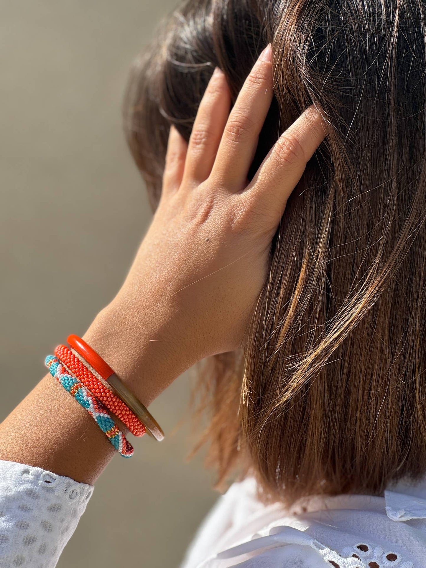 Bracelet népalais B113 Orange Corail - DupontDupont