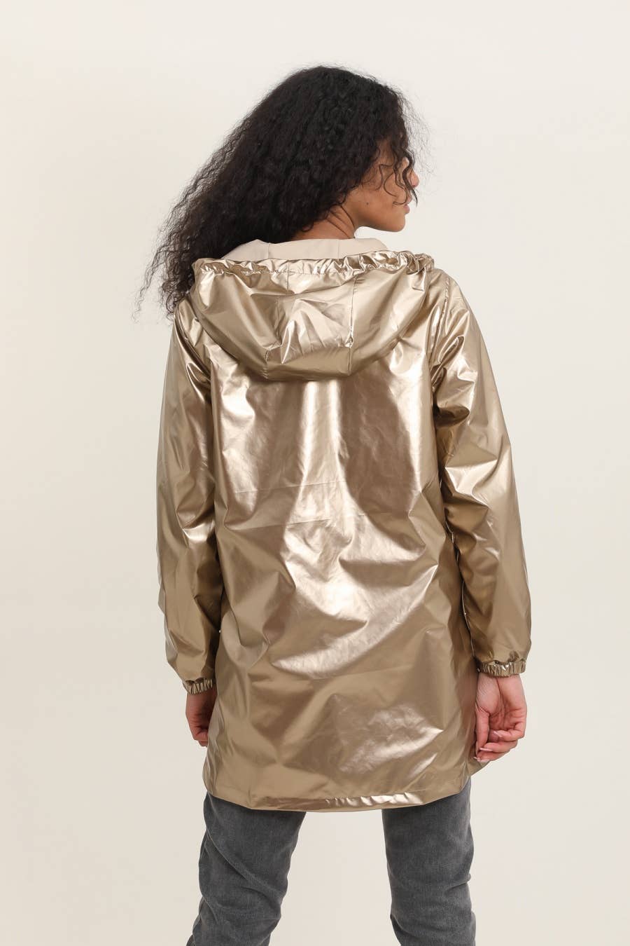 Veste imperméable réversible longue à capuche: Blanc