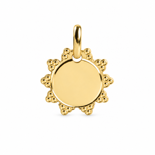 Médaille soleil à graver Plaqué Or / Argent 925