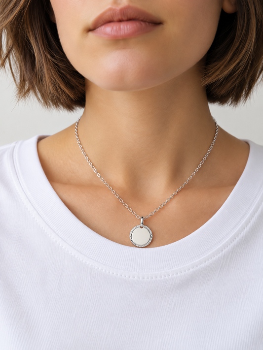 Médaille Tresse personnalisée à graver – Plaqué Or & Argent 925